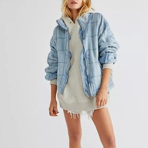 Free People Dolman Quilted Knit Jacket - wavy waters